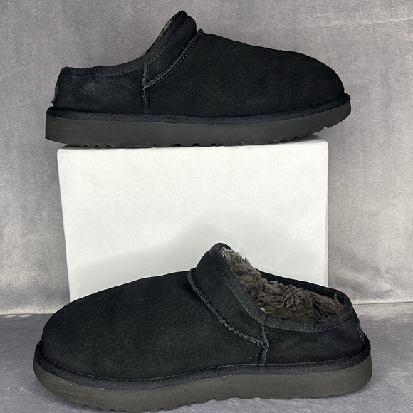✨UGG Classic Black Suede Shearling Slippers Clogs Women’s Size 9✨ - Picture 2 of 9